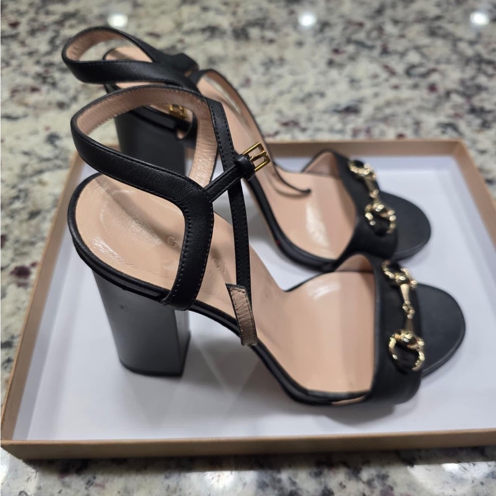 Gucci Horsebit Black Women's Heeled Sandals - Picture 2 of 5